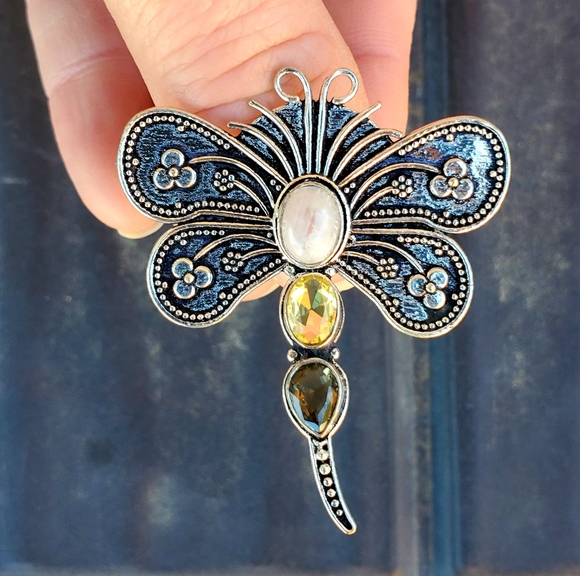 New Dragonfly Multi Gemstone 925 Silver Ring. - Picture 2 of 4